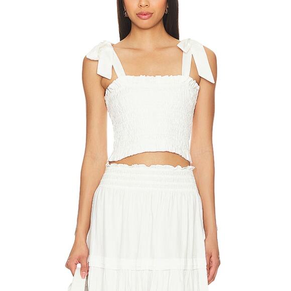 Loveshackfancy 'Cordula' White Floral Butterfuly Sleeve Top Size L